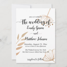Einfache Blumenbotaniqe Gold Foil Wedding Einladung