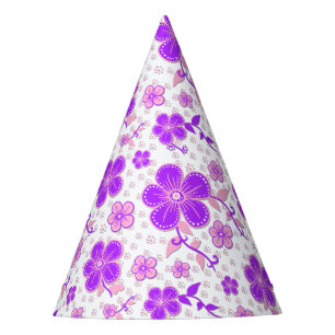 Einfache Blumenfarbe Lila und rosa drucken Partyhütchen