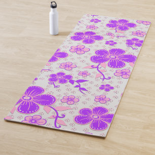 Einfache Blumenfarbe Lila und rosa drucken Yogamatte