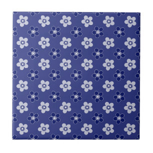 einfache blumenfeste blaue Muster Retro kleine Blu Fliese