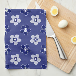 einfache blumenfeste blaue Muster Retro kleine Blu Geschirrtuch