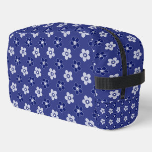 einfache blumenfeste blaue Muster Retro kleine Blu Waschbeutel