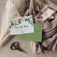 Einfache Blumenfolien Save the Date horizontal