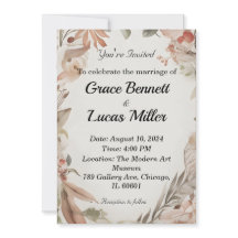 Einfache blumengemalte weiche Hochzeitseinladung