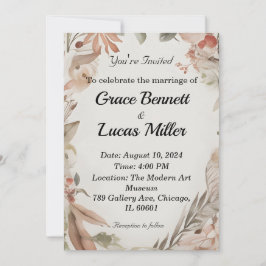 Einfache blumengemalte weiche Hochzeitseinladung Einladung