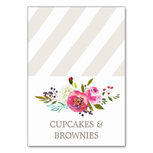 Einfache Blumengewässer Bouquet Food Zelt Cards Tischnummer