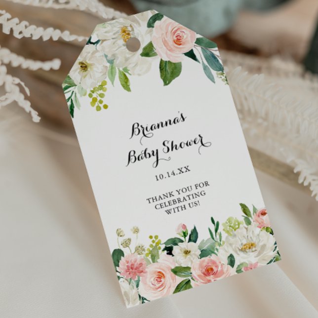 Einfache Blumengrüne Kinderdusche Geschenkanhänger (Von Creator hochgeladen)