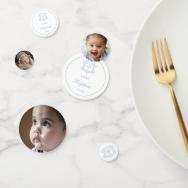 Einfache Blumenhellblauer Tauftisch Konfetti