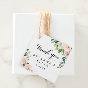 Einfache Blumenkalligrafie-Hochzeit Geschenkanhänger
