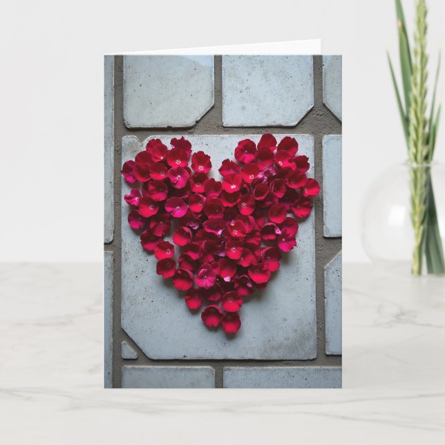 Einfache Blumenkarte mit Herzform Karte (Vorderseite)