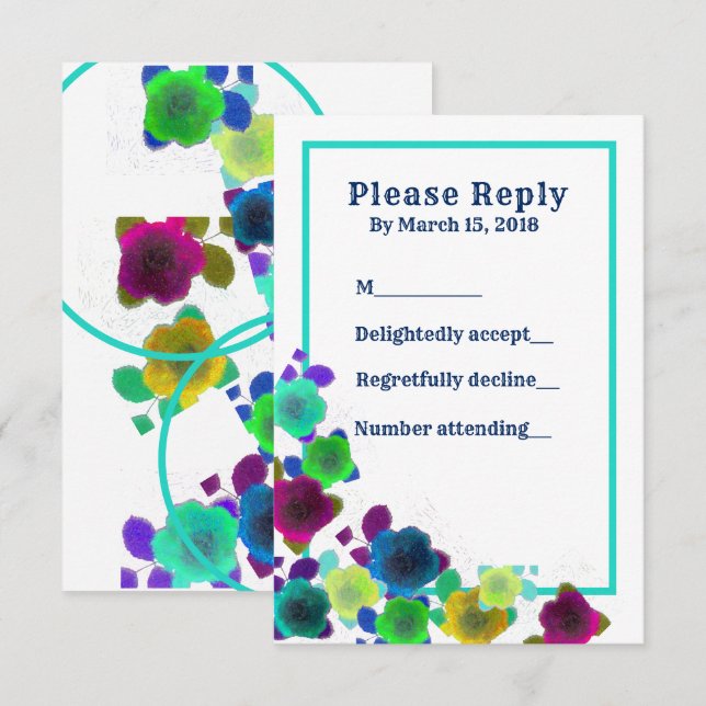 Einfache Blumenkaskadeneinladungs-Antwortkarte Einladung (Vorne/Hinten)