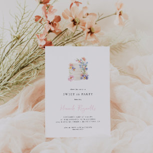 Einfache Blumenkuchen Sweet 16 Geburtstag Einladun Einladung