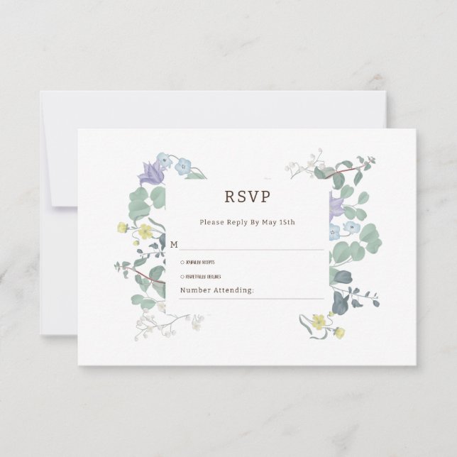 Einfache blumenminimalistische Hochzeit RSVP Karte (Vorderseite)