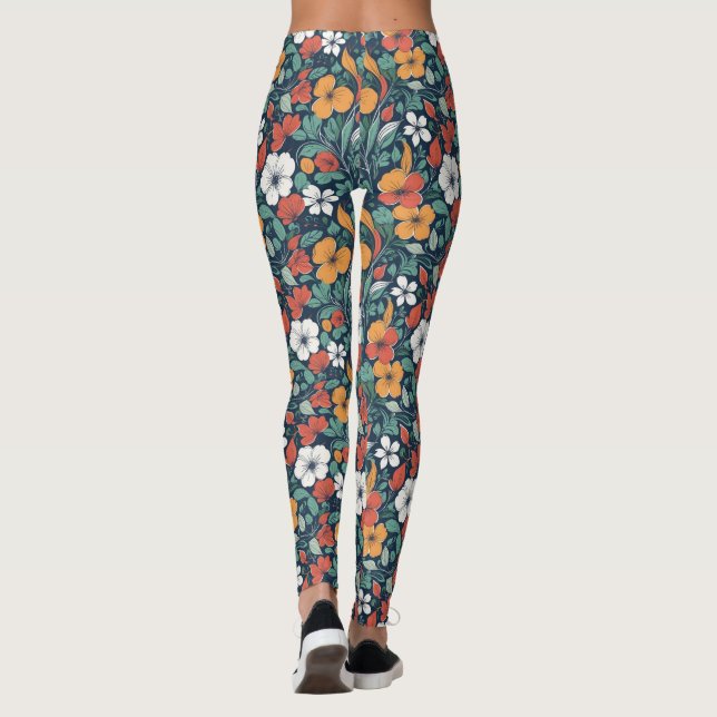 Einfache Blumenmuster Leggings (Rückseite)