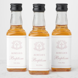 Einfache Blumenrosa-Taufe Alkoholflaschenetikett