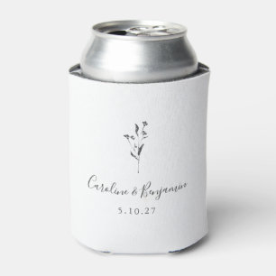 Einfache Blumenschrift White Boho Wedding Custom Dosenkühler