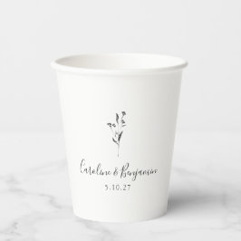 Einfache Blumenschrift White Boho Wedding Custom Pappbecher