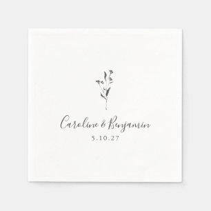 Einfache Blumenschrift White Boho Wedding Custom Serviette