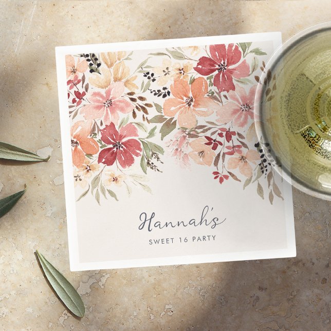 Einfache Blumensüße 16 Geburtstag Serviette (Von Creator hochgeladen)
