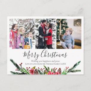 Einfache Blumenweihnachtskollektion Feiertagspostkarte