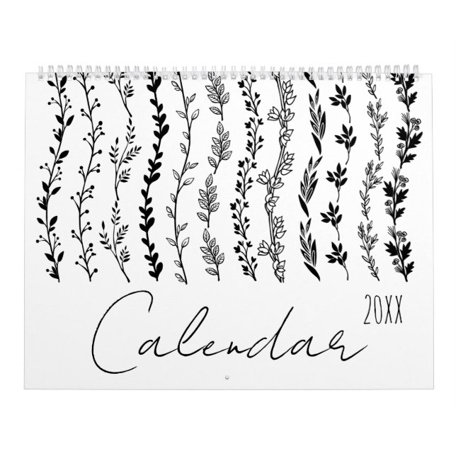 Einfache Blumenzweige, handschriftlicher Kalender (Titelbild)