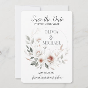 Einfache Blush-Blues-Hochzeit Speichern Sie die Da Save The Date
