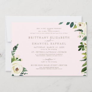 Einfache Blush & Gold Bloral Beide Eltern Hochzeit Einladung