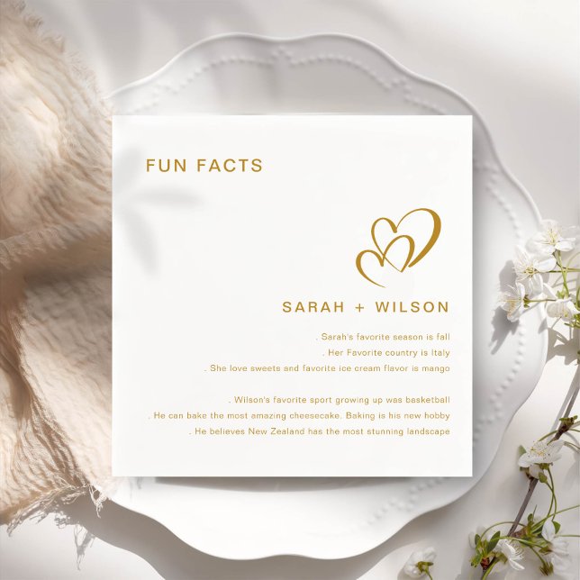 Einfache Blush Heart Wedding Fun Fakten Serviette (Von Creator hochgeladen)