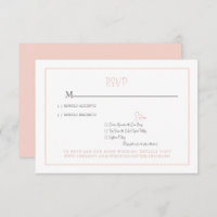 Einfache Blush Moderne Schriftart Hochzeit RSVP-Ka