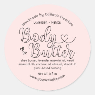 Einfache Blush Pink Black Heft Handmade Body Butte Runder Aufkleber
