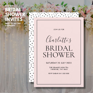 Einfache Blush Pink Bridal Dusche Einladung