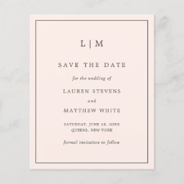 Einfache Blush Pink Budget Hochzeit speichern Sie