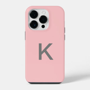 Einfache Blush Pink Chic Monogram Custom iPhone 14 Pro Hülle