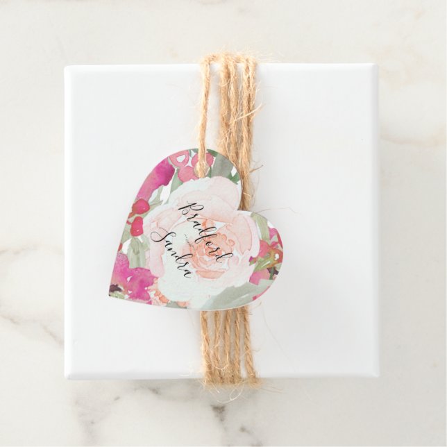 Einfache Blush Pink Fushia Blumenzettel Geschenkanhänger (Beispiel)