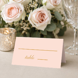 Einfache Blush Pink Golden Calligraphy Wedding Platzkarte