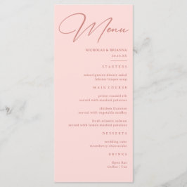 Einfache Blush Pink-Hochzeit Menükarte