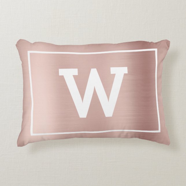 Einfache Blush Pink Initial Monogram Dekokissen (Vorderseite)