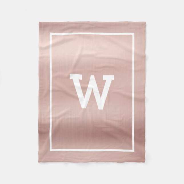 Einfache Blush Pink Initial Monogram Fleecedecke (Vorderseite)