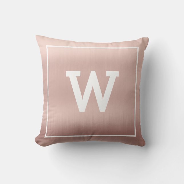 Einfache Blush Pink Initial Monogram Kissen (Vorderseite)