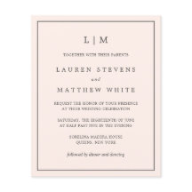 Einfache Blush Pink Monogram Einladung zur Hochzei