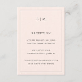 Einfache Blush Pink Monogram Elegante Hochzeit Begleitkarte