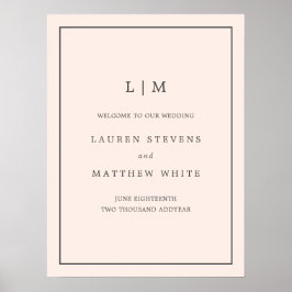 Einfache Blush Pink Monogram Elegante Hochzeit Poster