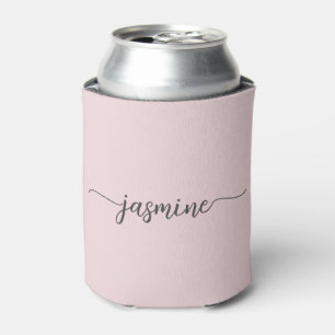 Einfache Blush Pink Monogram Girly Script Cooler Dosenkühler