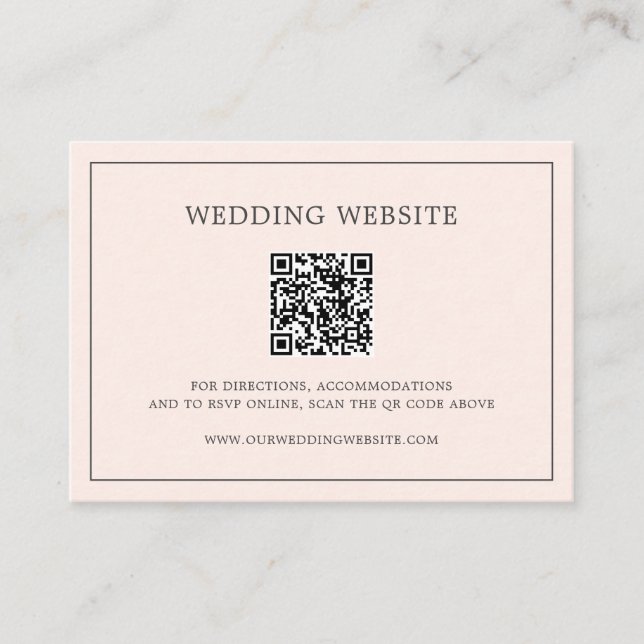 Einfache Blush Pink Monogram QR Code Elegante Hoch Begleitkarte (Vorderseite)