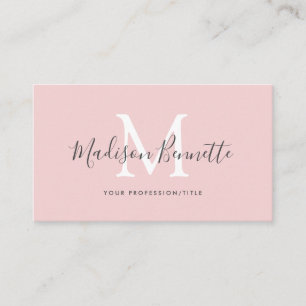 Einfache Blush Pink Script Typografie Monogramm Visitenkarte