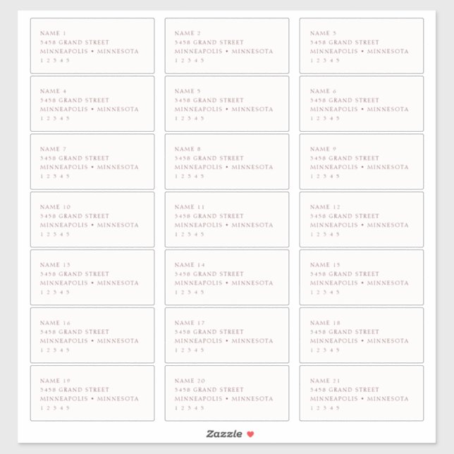 Einfache Blush- und Burgundy-Gästelabels Aufkleber (Blatt)