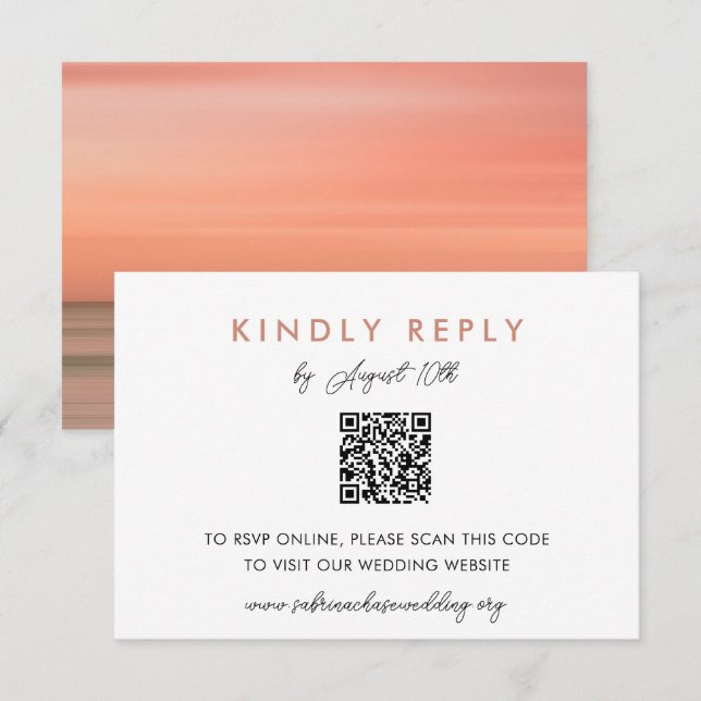 Einfache Blush Wedding Website UAWG QR Code Card Einladung (Vorne/Hinten)