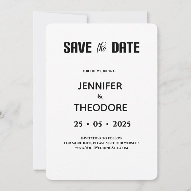 Einfache Blütenwand horizontal Save The Date (Rückseite)