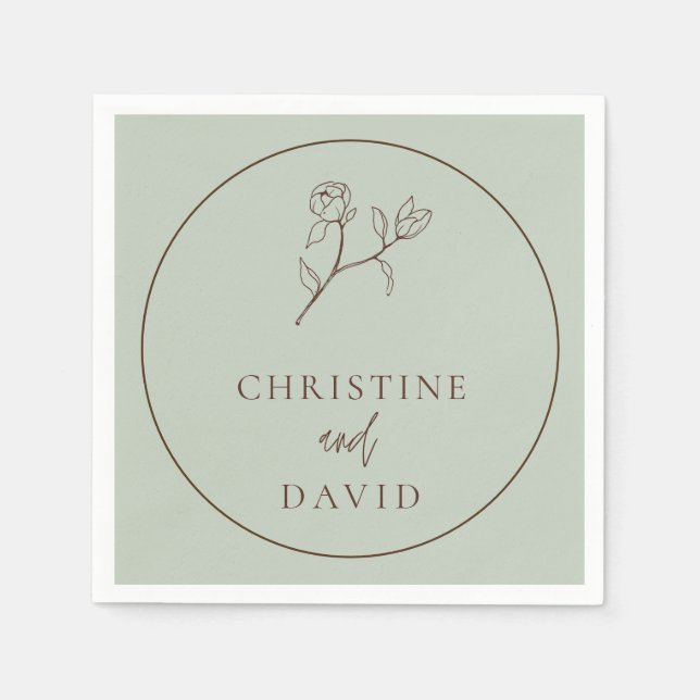 Einfache Bohemische Hochzeit Blumenwein Serviette (Vorderseite)