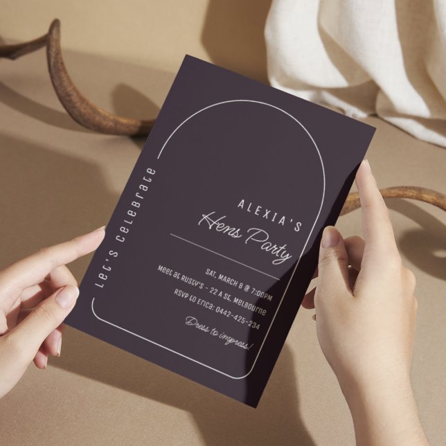 Einfache Boho Black Hens-Party Einladung (Von Creator hochgeladen)